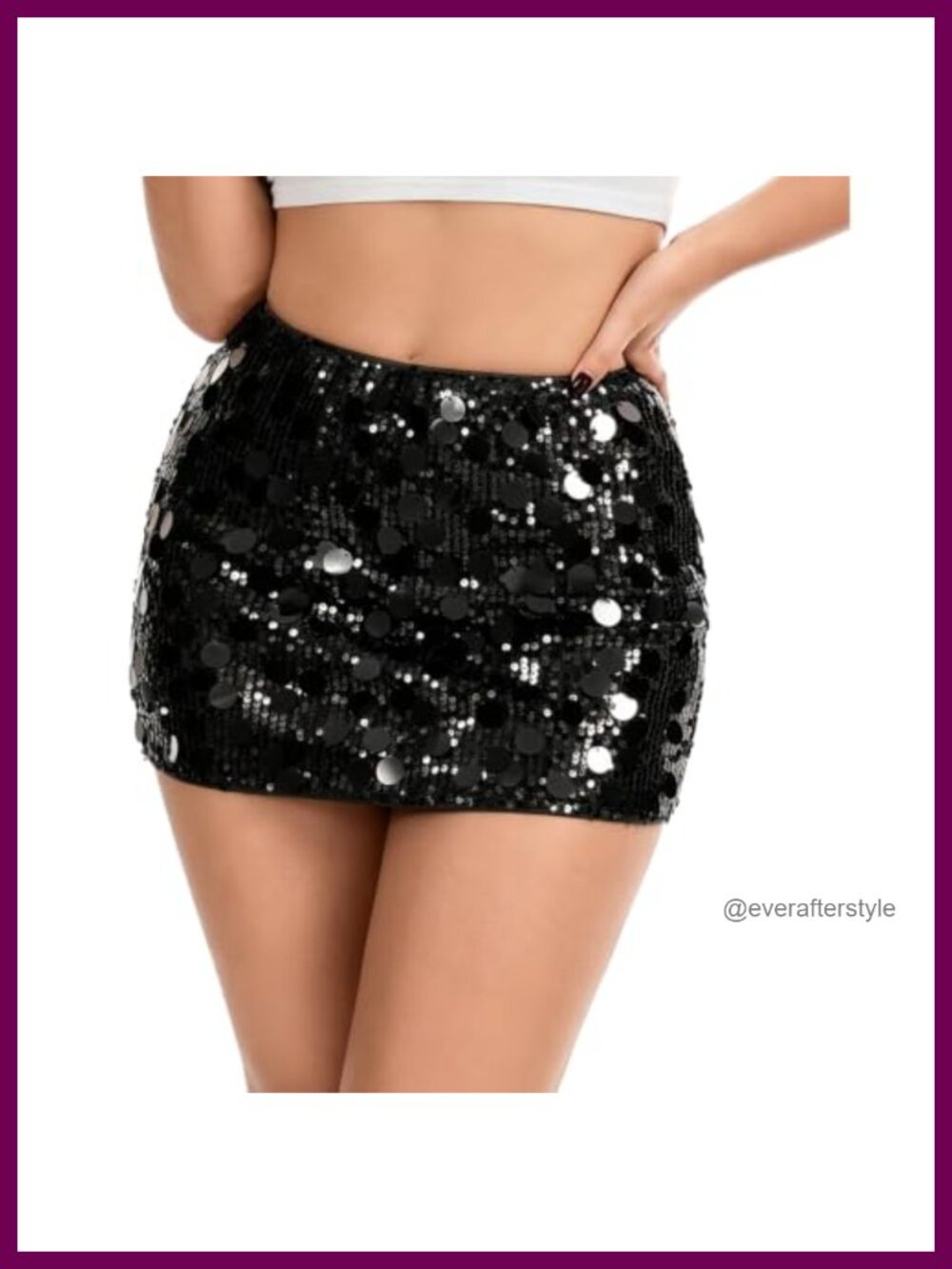 Sparkly Sequin Mini Skirt Built-in Shorts Liner Glitter Party Clubwear
